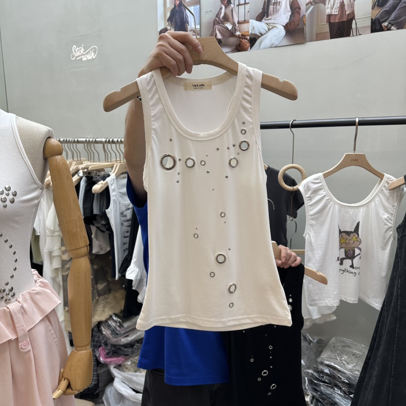 STICK WITH韓國直郵女士新品推薦休閑26夏季吊帶背心無袖鏤空STICK WITH吊帶/背心圖色1