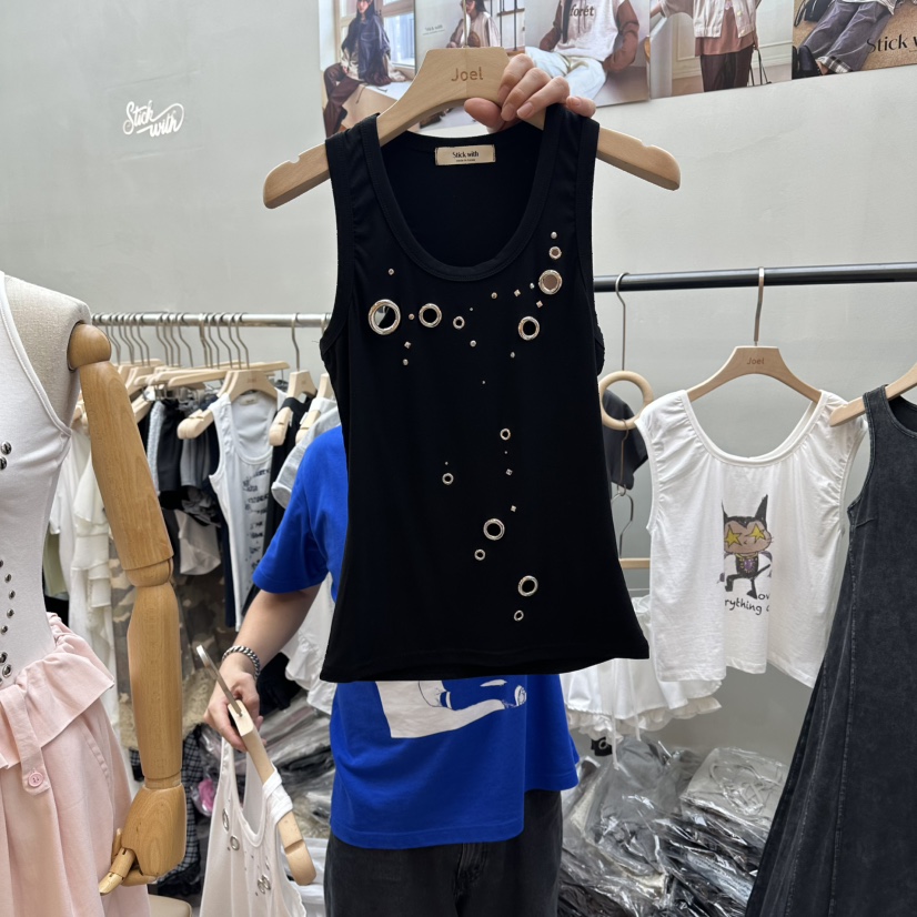 STICK WITH韓國直郵女士新品推薦休閑26夏季吊帶背心無袖鏤空STICK WITH吊帶/背心圖色2