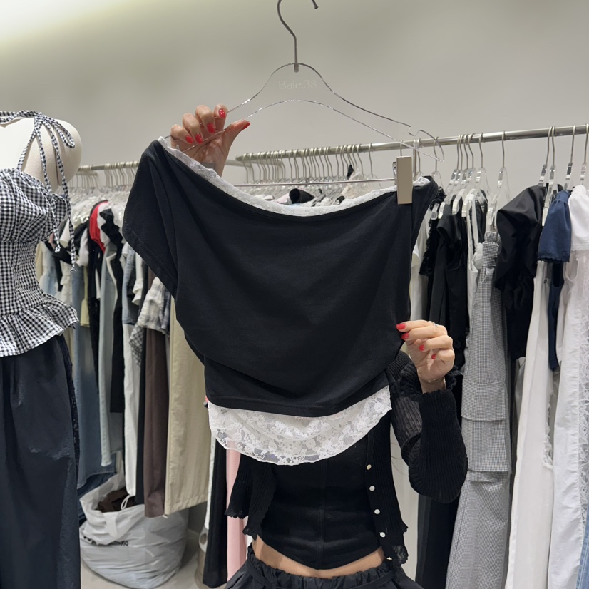 BAIE.38韓國東大門代購女裝新品時尚26夏季休閑熱賣T恤蕾絲BAIE.38T恤圖色3