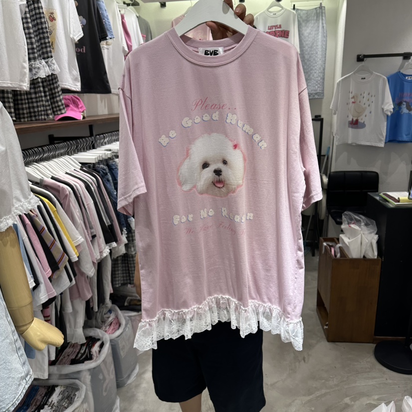 EVE韓國直郵女裝新款人氣休閑26夏季熱賣時尚推薦T恤狗狗EVET恤圖色3