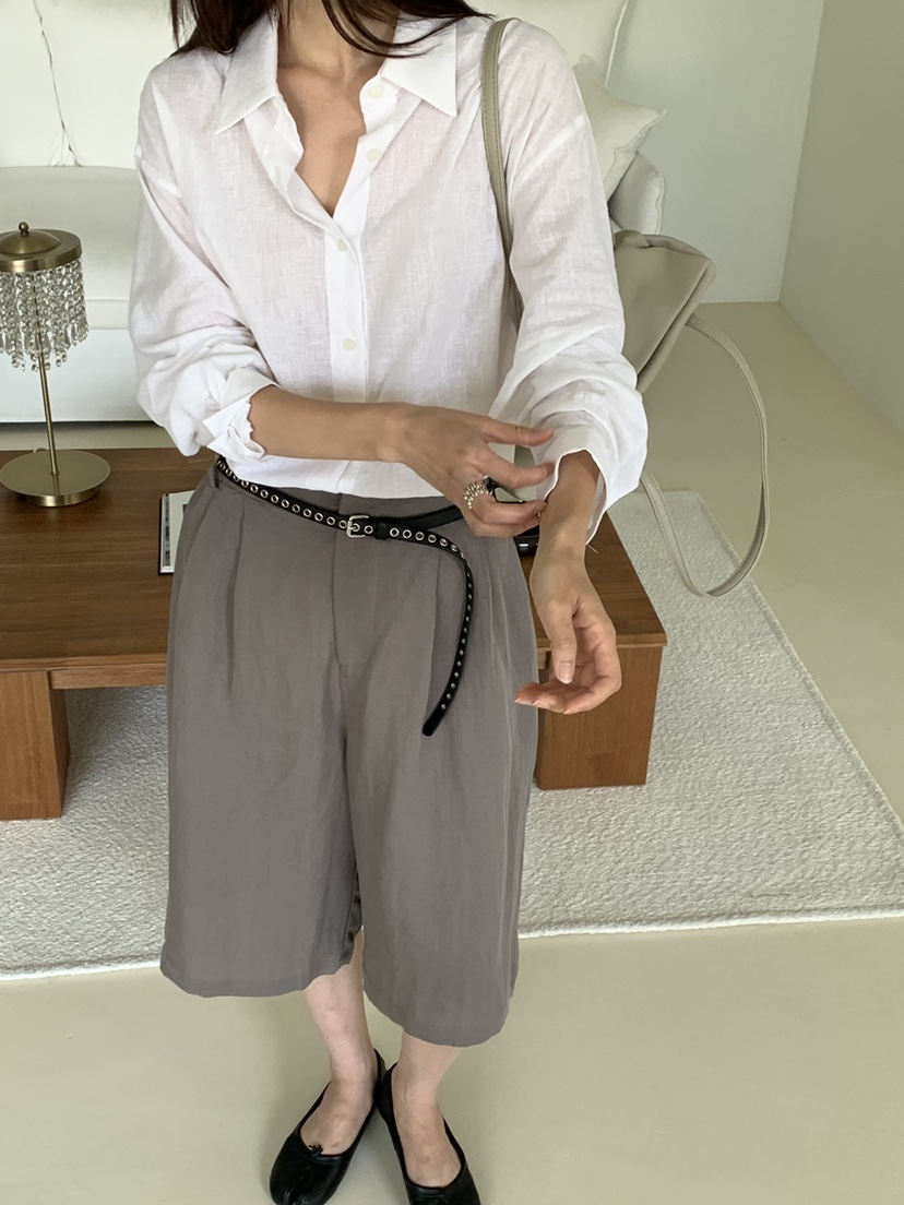 RIVER RAIN韓國直郵女士新品人氣推薦襯衫蕾絲衫荷葉邊亞麻RIVER RAIN襯衫/蕾絲衫