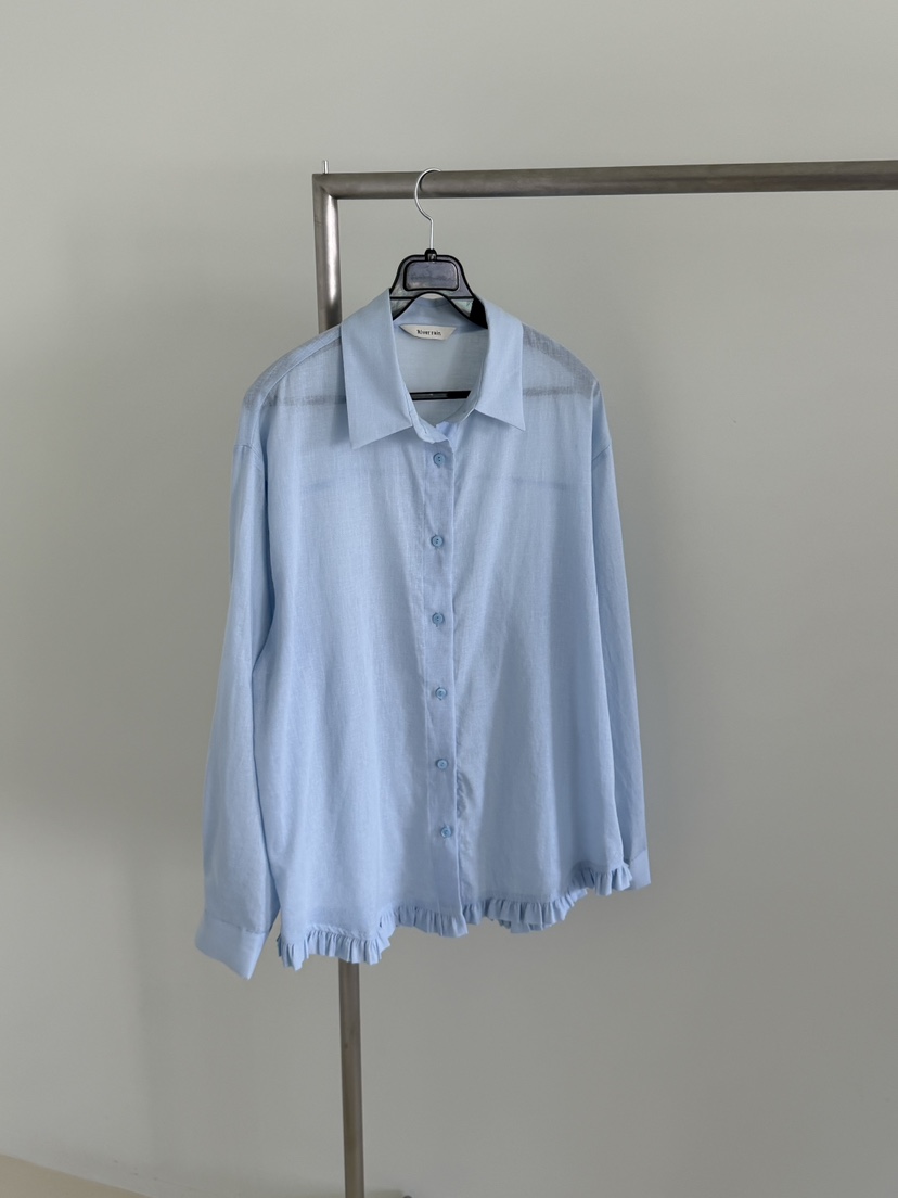 RIVER RAIN韓國直郵女士新品人氣推薦襯衫蕾絲衫荷葉邊亞麻RIVER RAIN襯衫/蕾絲衫圖色3