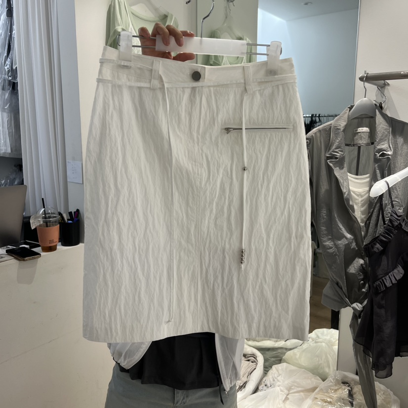 AUBE韓國代購女士新品時尚休閑熱賣26夏季半身裙中短裙含腰繩AUBE半身裙/中短裙圖色1
