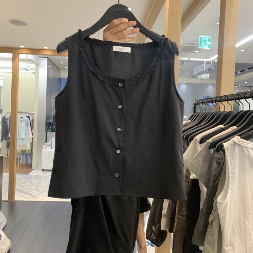 OBJECT韓國東大門代購女裝新品26夏季時尚推薦吊帶背心紐扣OBJECT吊帶/背心圖色2