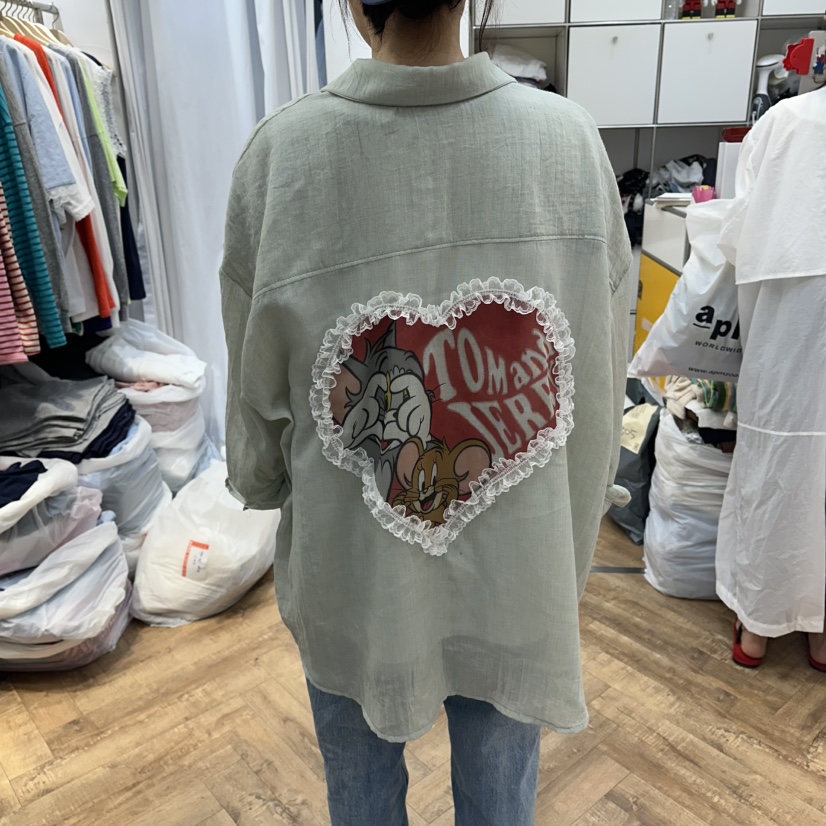DE LINE韓國東大門代購女士新款26夏季時尚休閑襯衫蕾絲衫DE LINE襯衫/蕾絲衫圖色2