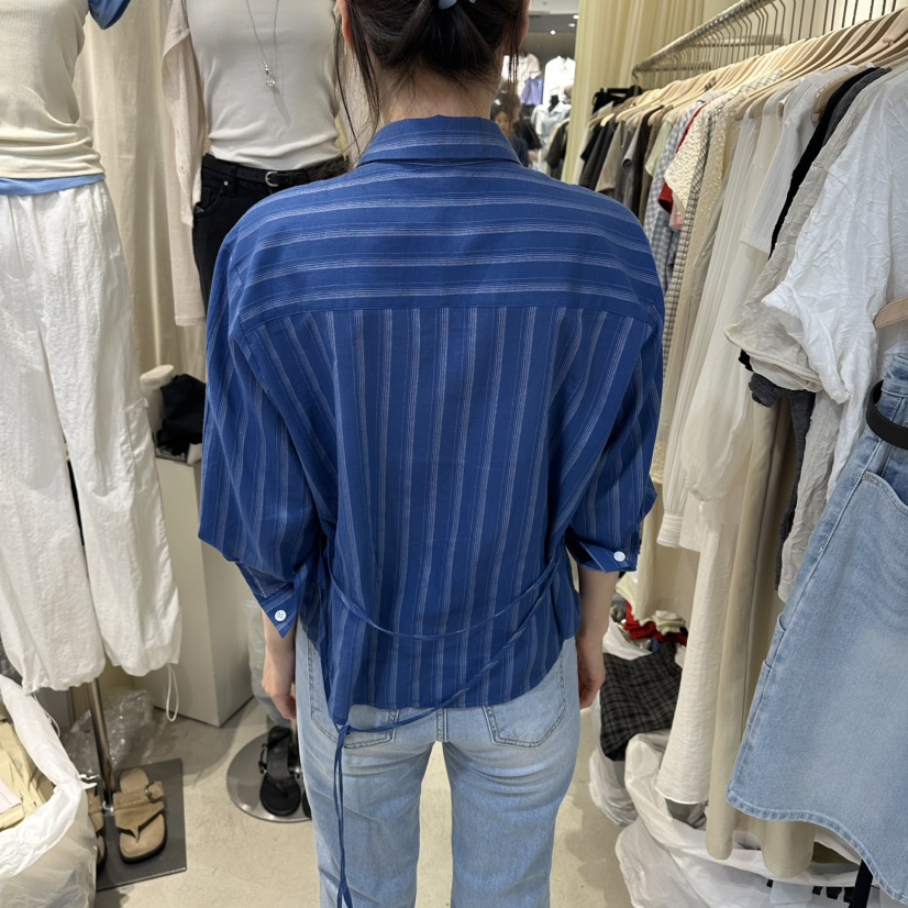 LIL韓國東大門直郵女裝新品休閑推薦時尚襯衫蕾絲衫含腰繩LIL SEOUL襯衫/蕾絲衫