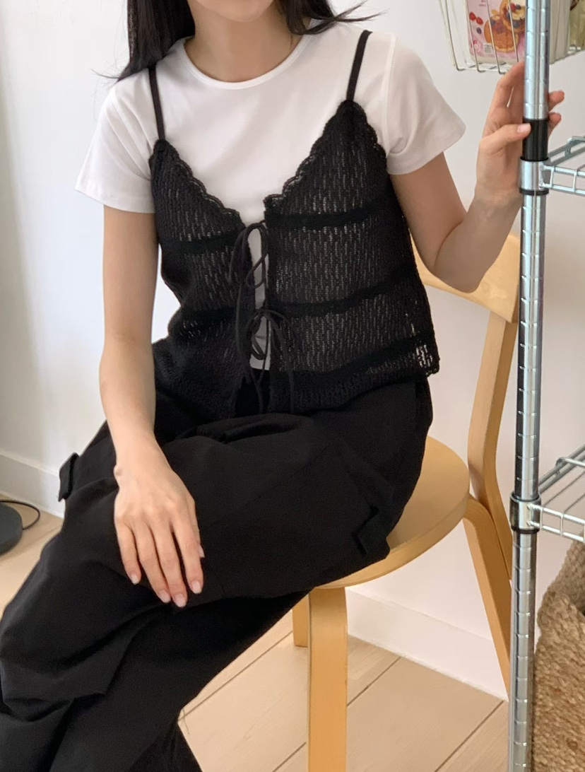 BINUS韓國代購女士新款人氣26夏季休閑時尚推薦吊帶背心絲帶BINUS吊帶/背心