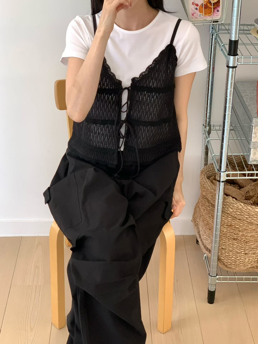 BINUS韓國代購女士新款人氣26夏季休閑時尚推薦吊帶背心絲帶BINUS吊帶/背心