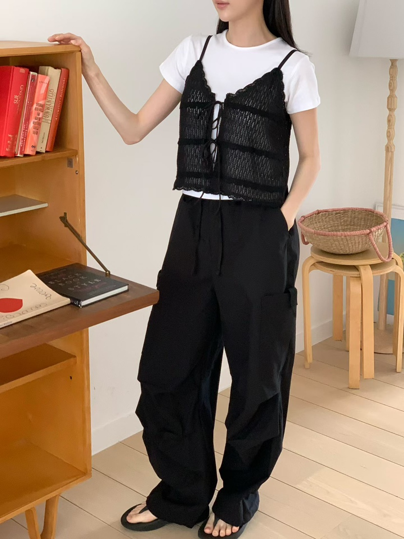 BINUS韓國代購女士新款人氣26夏季休閑時尚推薦吊帶背心絲帶BINUS吊帶/背心