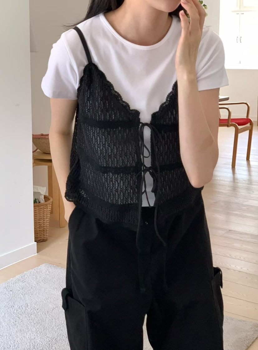 BINUS韓國代購女士新款人氣26夏季休閑時尚推薦吊帶背心絲帶BINUS吊帶/背心