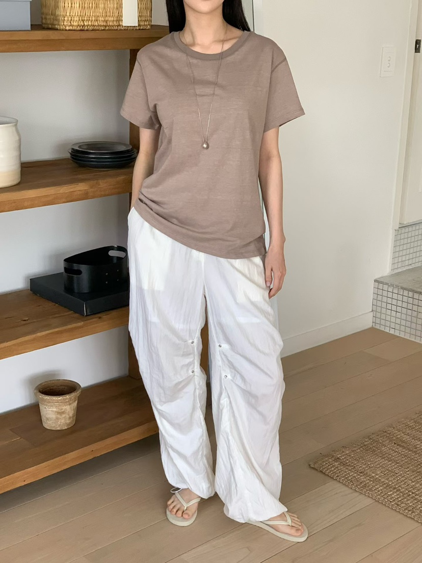 BINUS韓國直郵實拍女士新款休閑熱賣時尚人氣26夏季T恤復古BINUST恤
