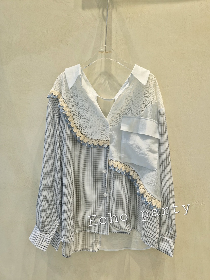 ECHOPARTY韓國代購女士新品26夏季推薦人氣熱賣襯衫蕾絲衫ECHOPARTY襯衫/蕾絲衫圖色1