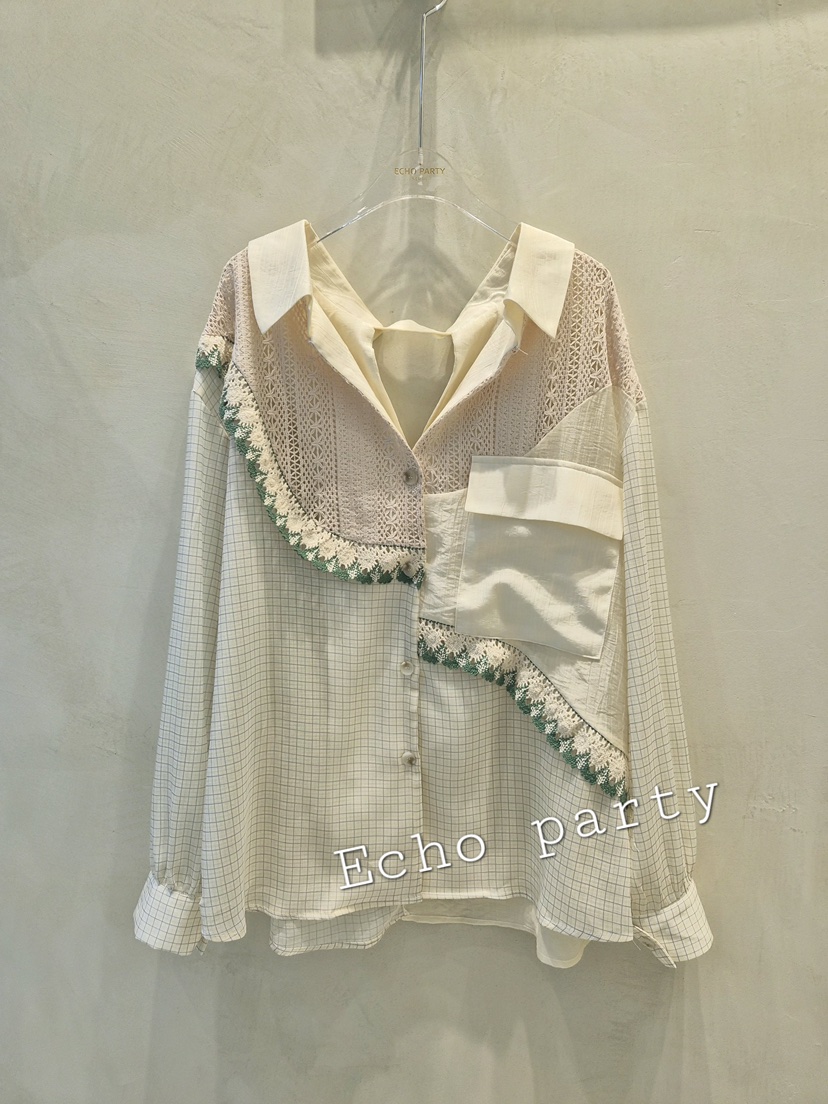 ECHOPARTY韓國代購女士新品26夏季推薦人氣熱賣襯衫蕾絲衫ECHOPARTY襯衫/蕾絲衫圖色2