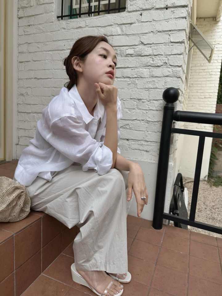 MARE韓國東大門代購女裝新款熱賣26夏季人氣襯衫蕾絲衫亞麻MARE襯衫/蕾絲衫