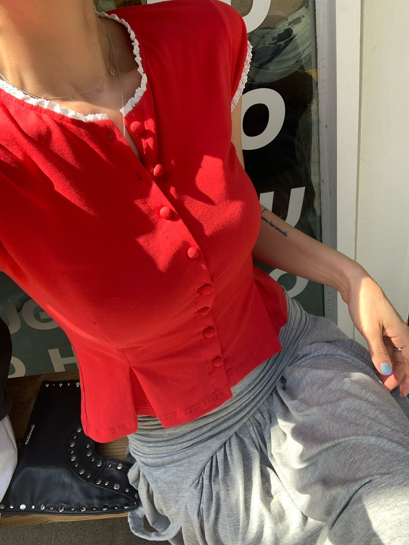 REVE CITE-L韓國東大門直郵女裝新品26夏季T恤喇叭蕾絲開衫REVE CITE-LT恤