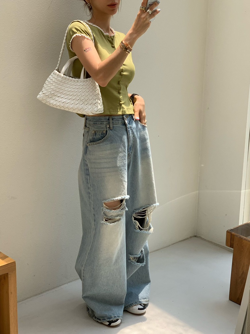 REVE CITE-L韓國東大門直郵女裝新品26夏季T恤喇叭蕾絲開衫REVE CITE-LT恤