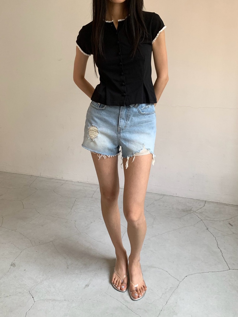 REVE CITE-L韓國東大門直郵女裝新品26夏季T恤喇叭蕾絲開衫REVE CITE-LT恤