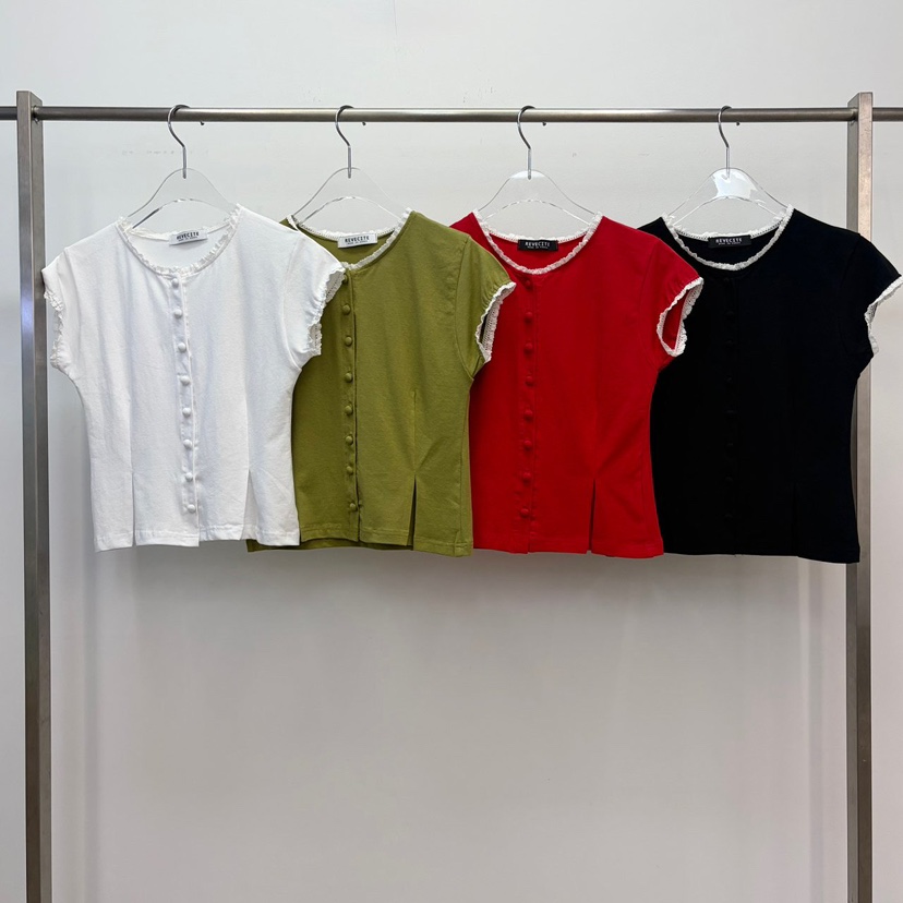 REVE CITE-L韓國東大門直郵女裝新品26夏季T恤喇叭蕾絲開衫REVE CITE-LT恤