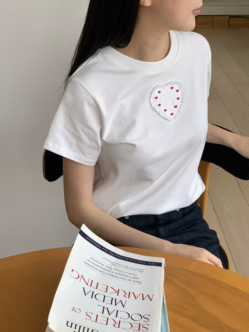 BINUS韓國直郵實拍女士新款熱賣休閑26夏季推薦人氣T恤刺繡BINUST恤