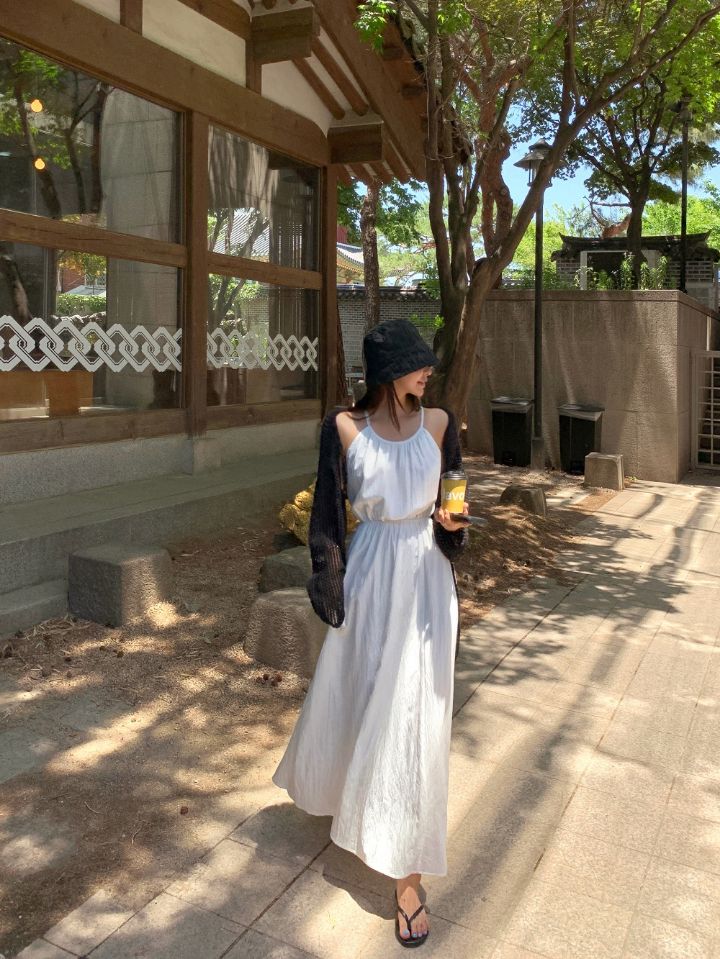 STAY HERE韓國東大門代購女士新款人氣熱賣連衣裙露背開衩STAY HERE連衣裙