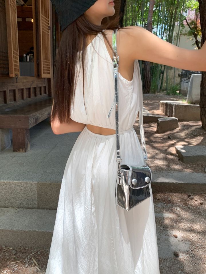 STAY HERE韓國東大門代購女士新款人氣熱賣連衣裙露背開衩STAY HERE連衣裙