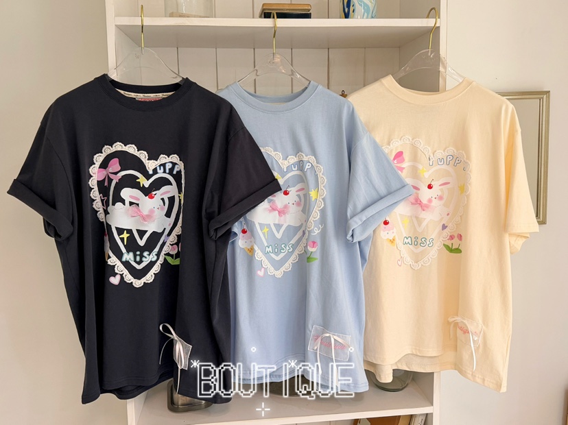 BOUTIQUE-L韓國直郵實拍女士新品時尚休閑26夏季T恤兔子BOUTIQUE-LT恤