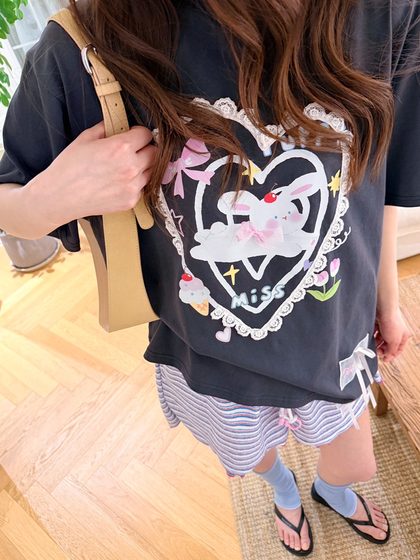 BOUTIQUE-L韓國直郵實拍女士新品時尚休閑26夏季T恤兔子BOUTIQUE-LT恤