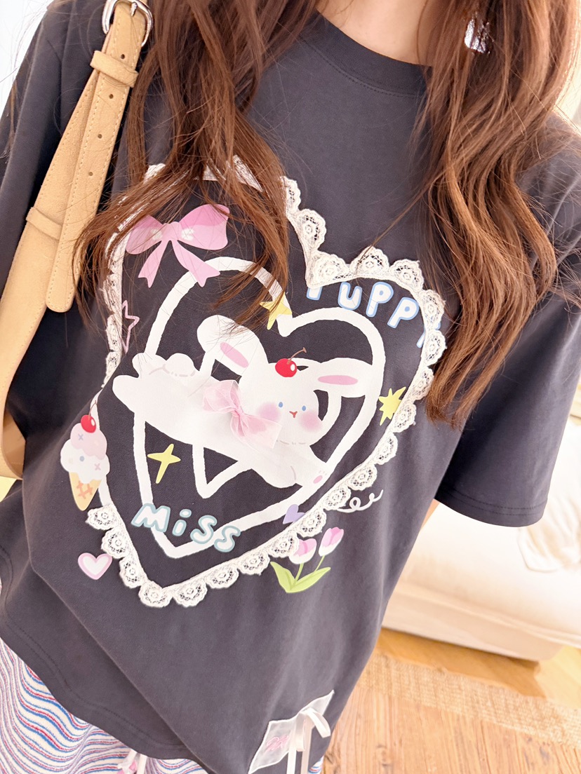 BOUTIQUE-L韓國直郵實拍女士新品時尚休閑26夏季T恤兔子BOUTIQUE-LT恤