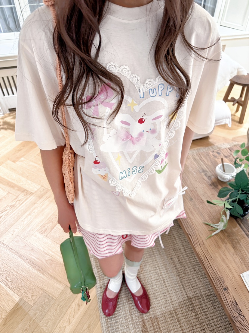 BOUTIQUE-L韓國直郵實拍女士新品時尚休閑26夏季T恤兔子BOUTIQUE-LT恤