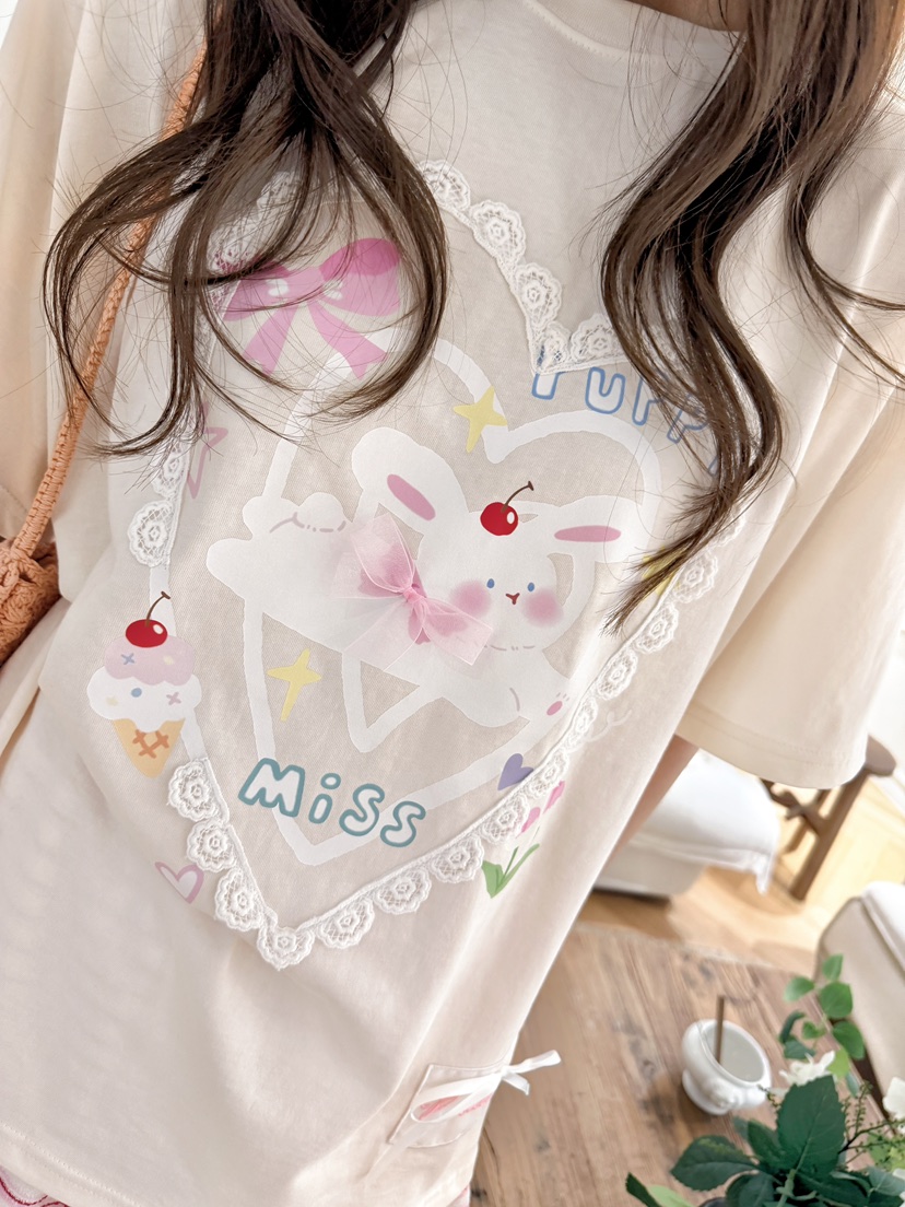BOUTIQUE-L韓國直郵實拍女士新品時尚休閑26夏季T恤兔子BOUTIQUE-LT恤