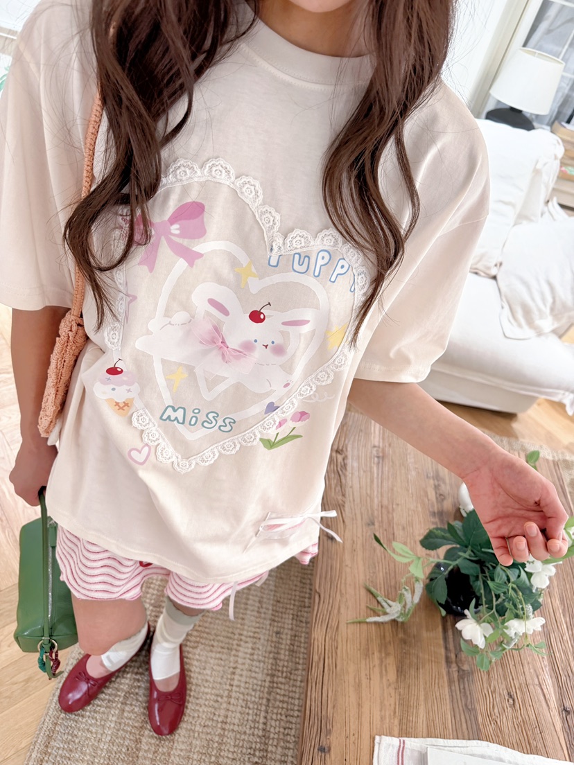 BOUTIQUE-L韓國直郵實拍女士新品時尚休閑26夏季T恤兔子BOUTIQUE-LT恤