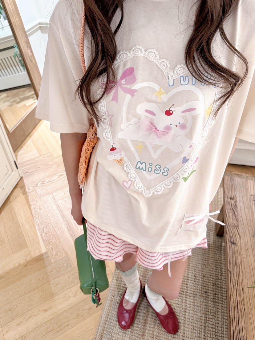 BOUTIQUE-L韓國直郵實拍女士新品時尚休閑26夏季T恤兔子BOUTIQUE-LT恤