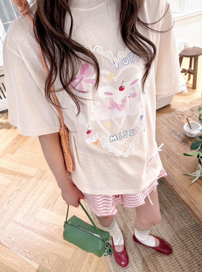 BOUTIQUE-L韓國直郵實拍女士新品時尚休閑26夏季T恤兔子BOUTIQUE-LT恤