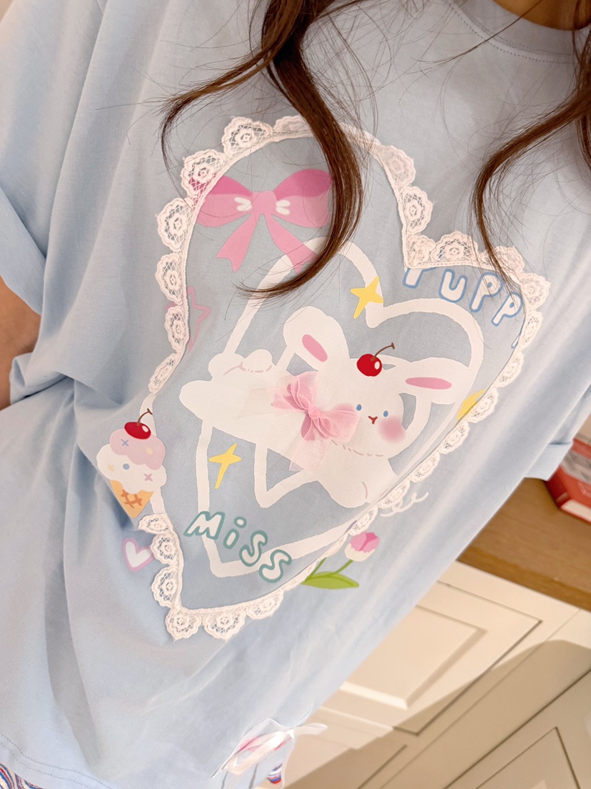 BOUTIQUE-L韓國直郵實拍女士新品時尚休閑26夏季T恤兔子BOUTIQUE-LT恤