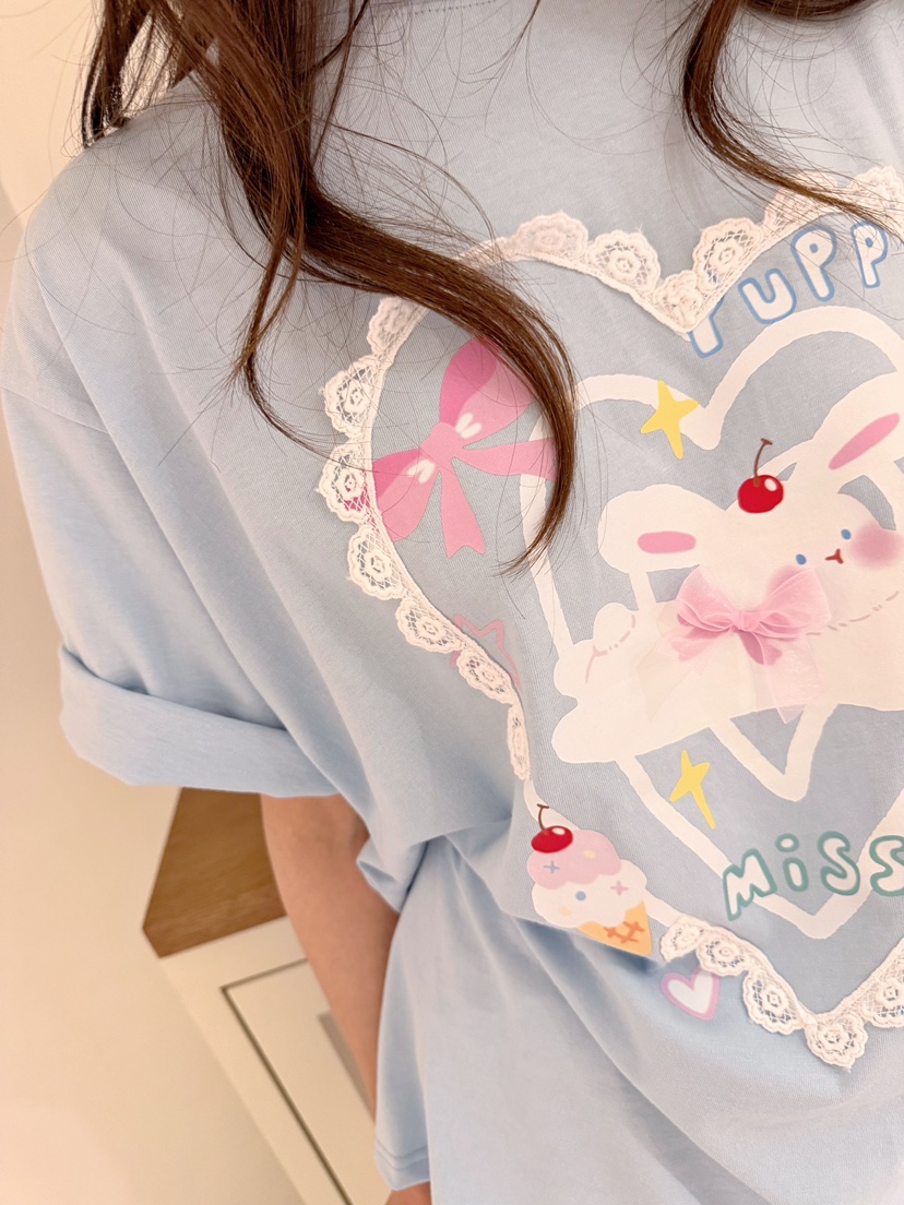 BOUTIQUE-L韓國直郵實拍女士新品時尚休閑26夏季T恤兔子BOUTIQUE-LT恤