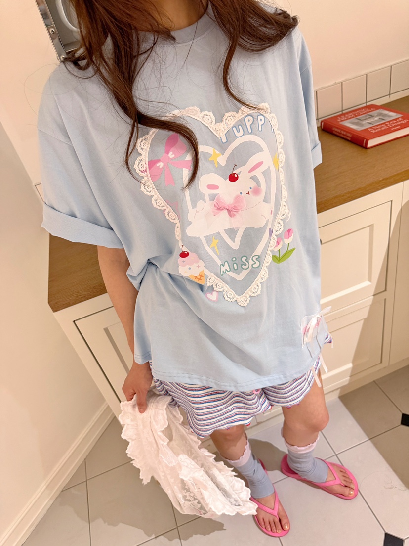 BOUTIQUE-L韓國直郵實拍女士新品時尚休閑26夏季T恤兔子BOUTIQUE-LT恤