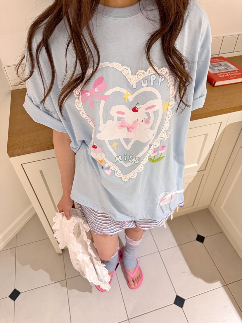 BOUTIQUE-L韓國直郵實拍女士新品時尚休閑26夏季T恤兔子BOUTIQUE-LT恤
