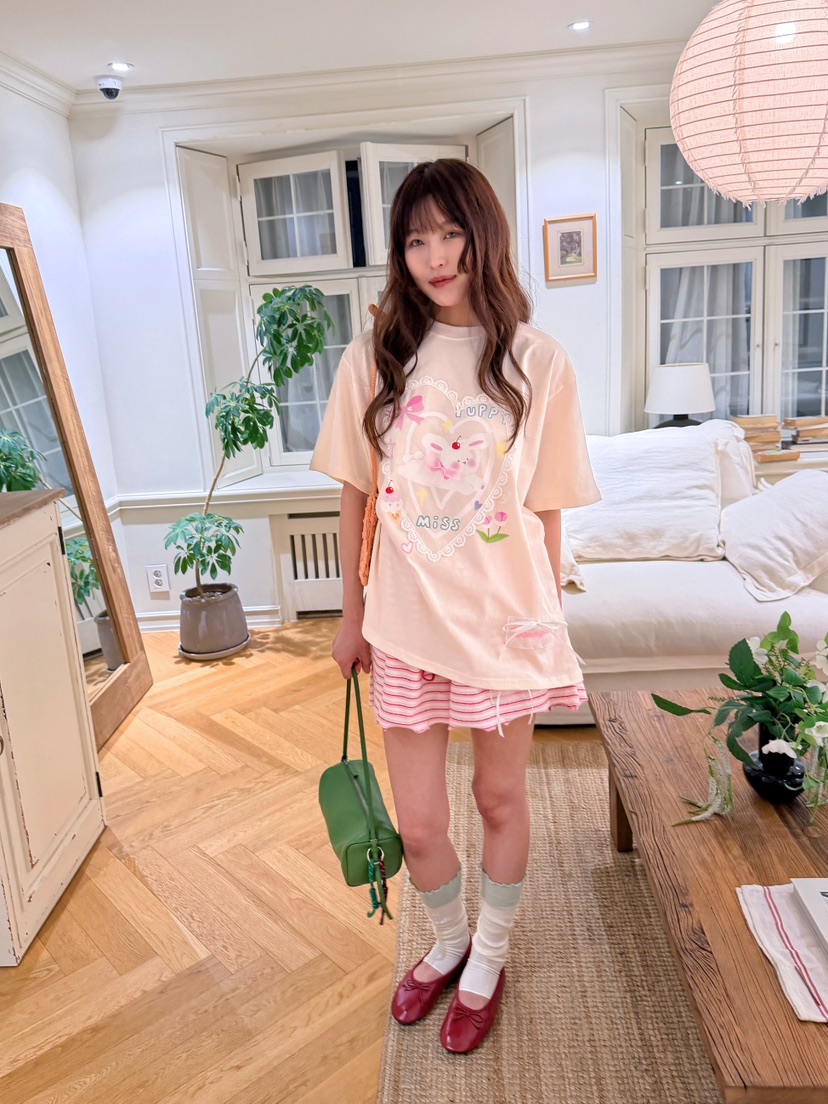 BOUTIQUE-L韓國直郵實拍女士新品時尚休閑26夏季T恤兔子BOUTIQUE-LT恤圖色1