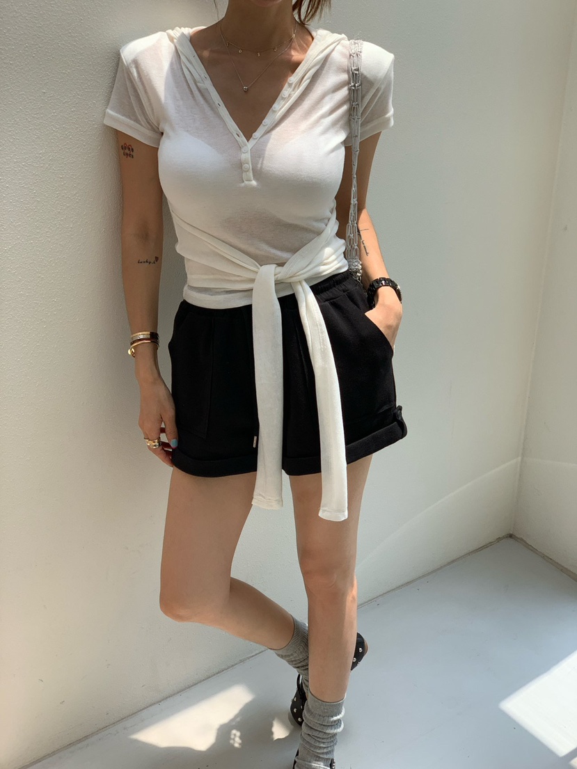 REVE CITE-L韓國代購女裝新款推薦熱賣T恤連帽衫系帶紐扣REVE CITE-LT恤
