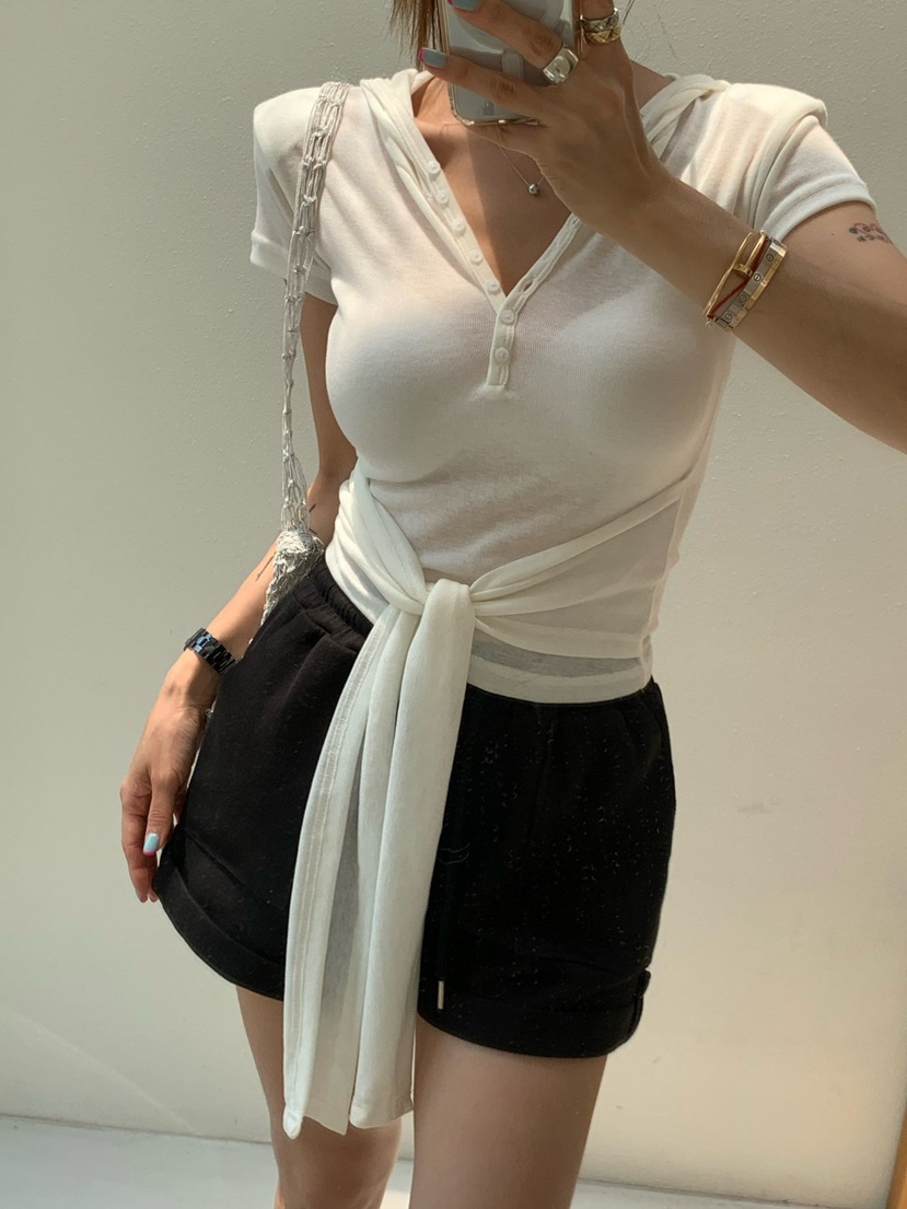 REVE CITE-L韓國代購女裝新款推薦熱賣T恤連帽衫系帶紐扣REVE CITE-LT恤圖色2