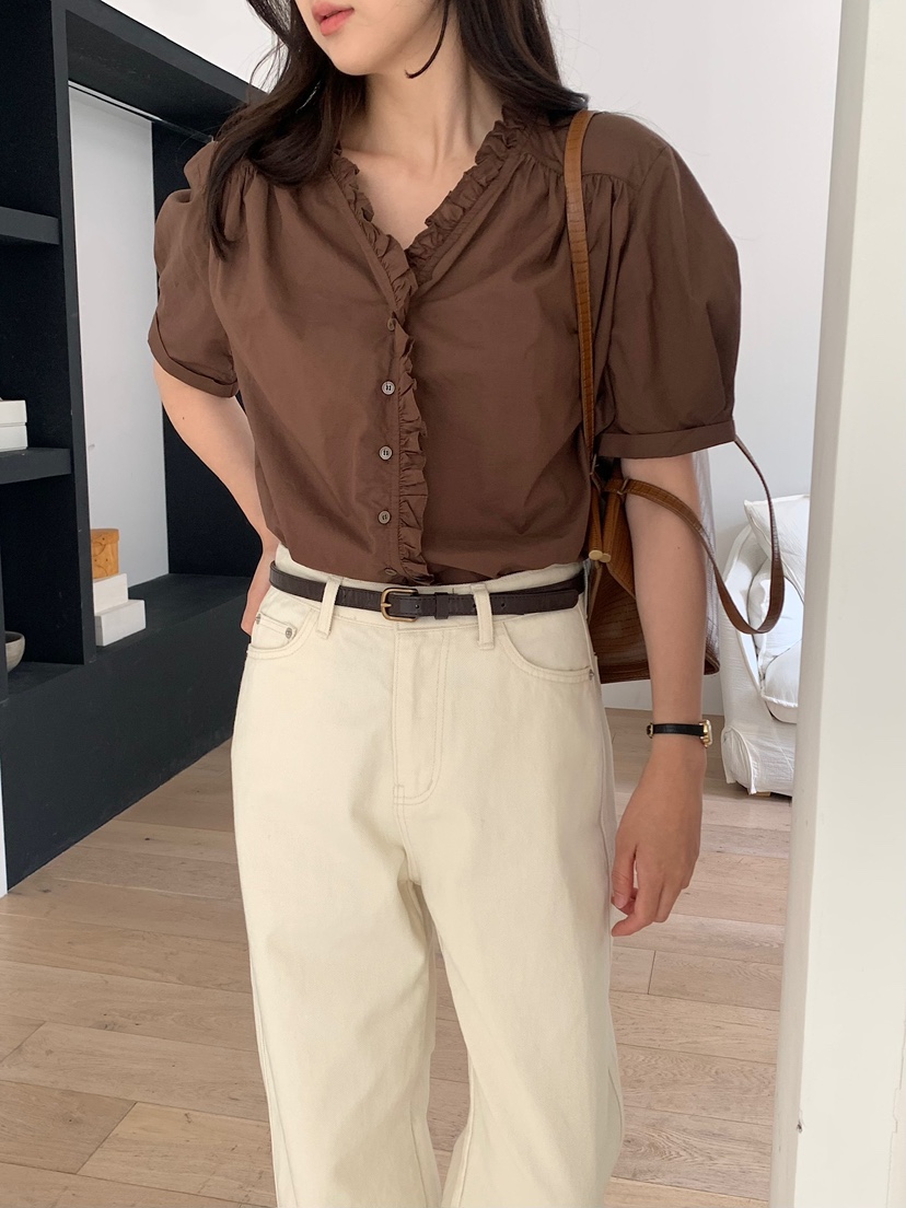 BLEECKER韓國直郵實拍女士新品人氣休閑時尚熱賣襯衫蕾絲衫BLEECKER襯衫/蕾絲衫