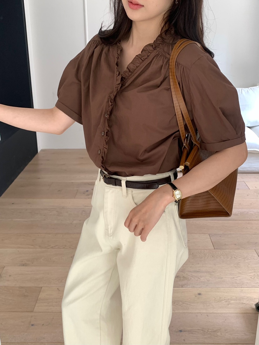 BLEECKER韓國直郵實拍女士新品人氣休閑時尚熱賣襯衫蕾絲衫BLEECKER襯衫/蕾絲衫