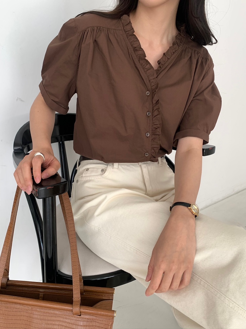 BLEECKER韓國直郵實拍女士新品人氣休閑時尚熱賣襯衫蕾絲衫BLEECKER襯衫/蕾絲衫