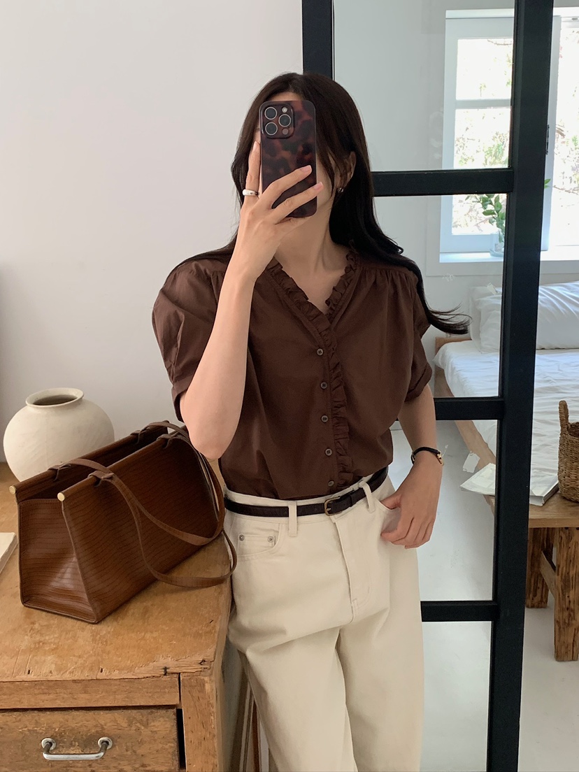 BLEECKER韓國直郵實拍女士新品人氣休閑時尚熱賣襯衫蕾絲衫BLEECKER襯衫/蕾絲衫