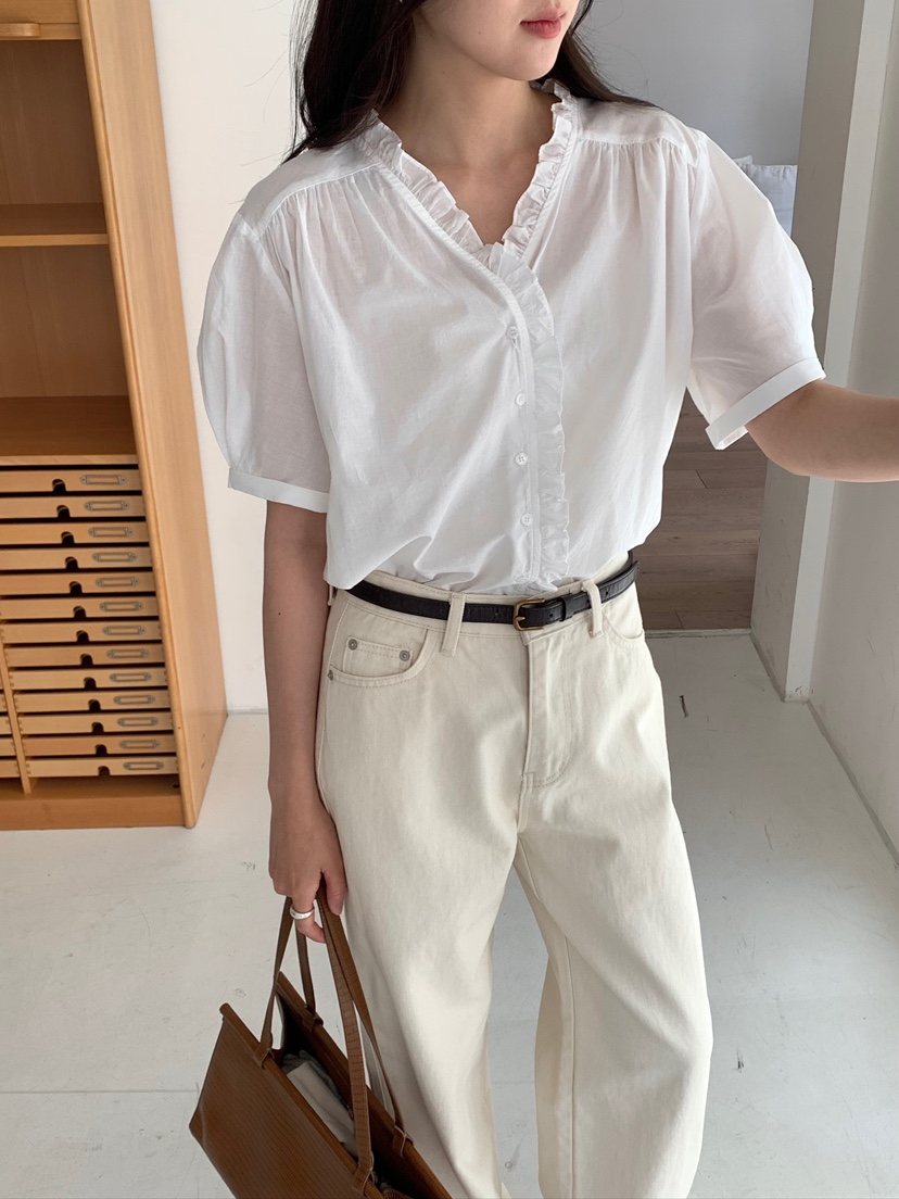 BLEECKER韓國直郵實拍女士新品人氣休閑時尚熱賣襯衫蕾絲衫BLEECKER襯衫/蕾絲衫