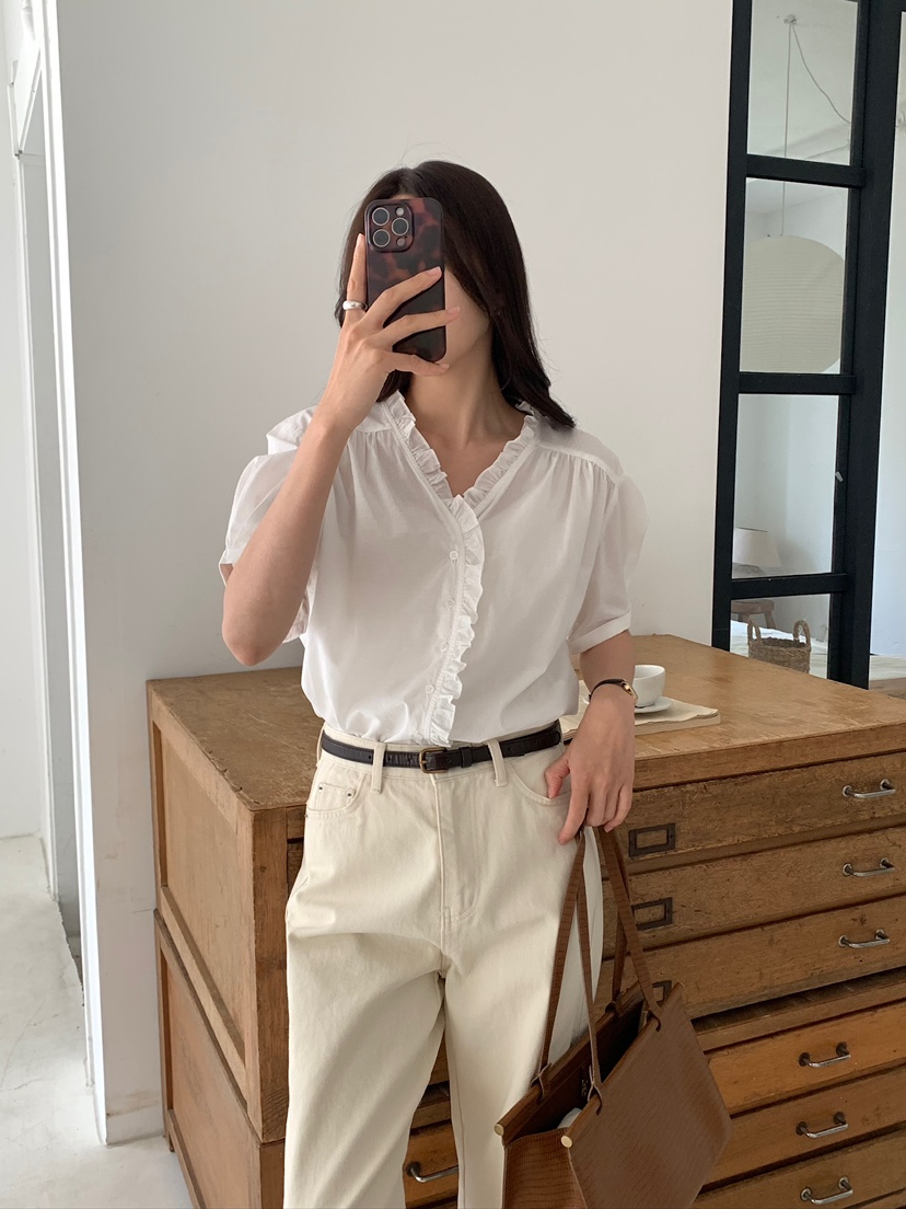 BLEECKER韓國直郵實拍女士新品人氣休閑時尚熱賣襯衫蕾絲衫BLEECKER襯衫/蕾絲衫