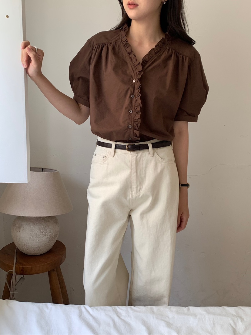 BLEECKER韓國直郵實拍女士新品人氣休閑時尚熱賣襯衫蕾絲衫BLEECKER襯衫/蕾絲衫