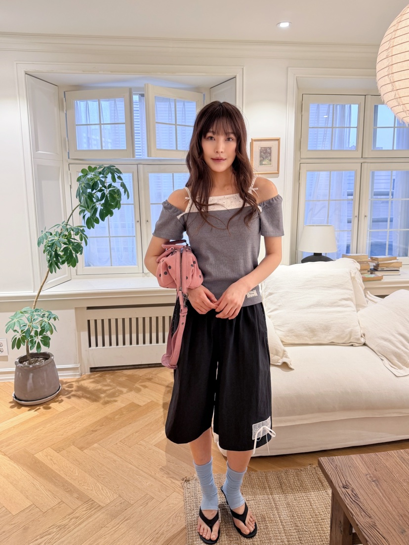 BOUTIQUE-L韓國代購女裝新品人氣休閑時尚熱賣26夏季T恤絲帶BOUTIQUE-LT恤