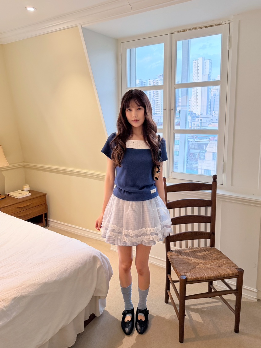 BOUTIQUE-L韓國代購女裝新品人氣休閑時尚熱賣26夏季T恤絲帶BOUTIQUE-LT恤