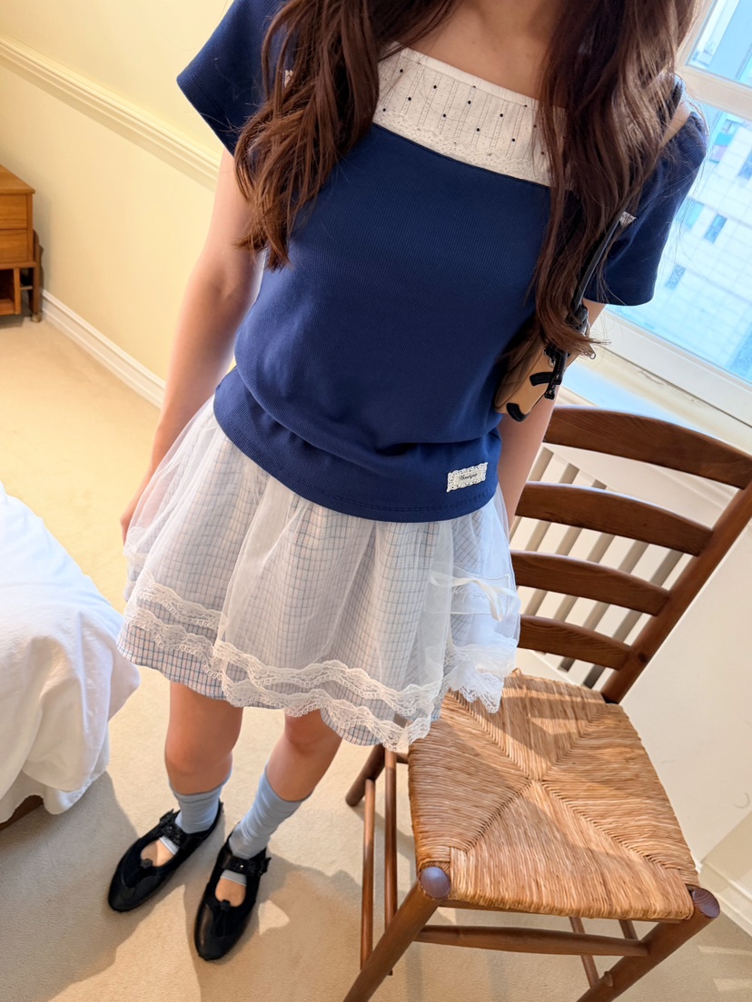BOUTIQUE-L韓國代購女裝新品人氣休閑時尚熱賣26夏季T恤絲帶BOUTIQUE-LT恤